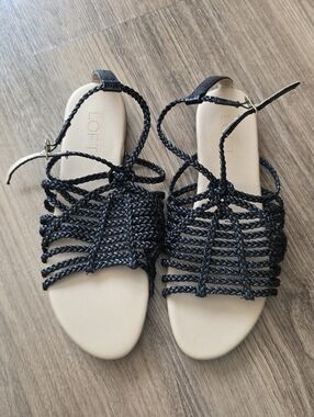 LOFT Black Braided-Strap Sandals 8